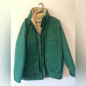 Vintage LL Bean Baxter Parker Green Jacket Long Full Zip/ Snap Mens size L
